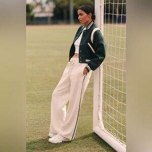 Anthropologie Barrel Track Pants in Ivory